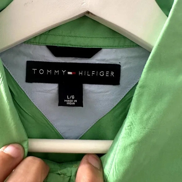 Tommy Hilfiger Men's Green Long Sleeve Flap Chest Pocket Shirt Size Large - Picture 5 of 9